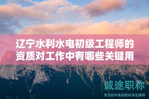 遼寧水利水電初級(jí)工程師的資質(zhì)對(duì)工作中有哪些關(guān)鍵用途？