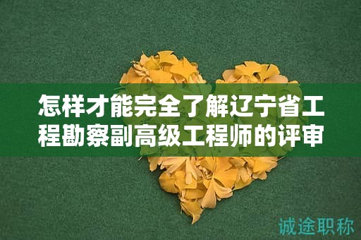怎樣才能完全了解遼寧省工程勘察副高級工程師的評審條件并順利通過？