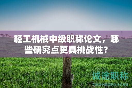 輕工機械中級職稱論文，哪些研究點更具挑戰(zhàn)性？