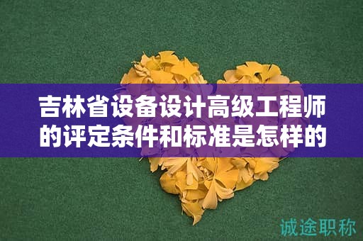 吉林省設(shè)備設(shè)計(jì)高級工程師的評定條件和標(biāo)準(zhǔn)是怎樣的？