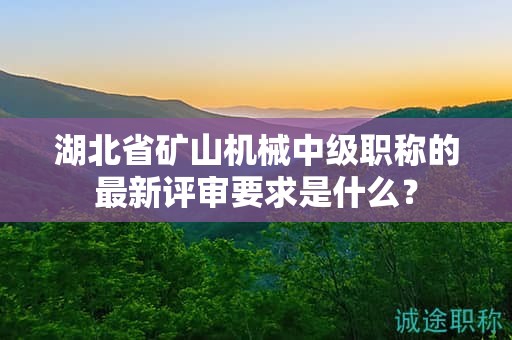湖北省礦山機械中級職稱的最新評審要求是什么？