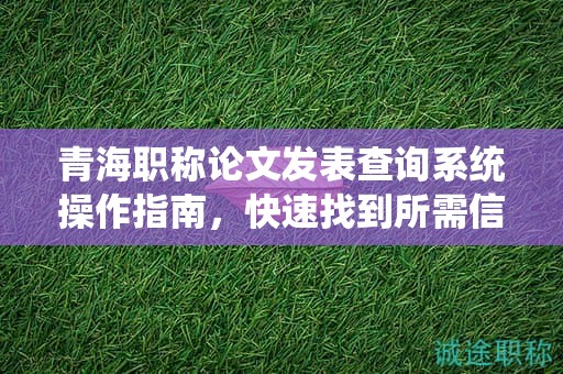 青海職稱論文發(fā)表查詢系統(tǒng)操作指南，快速找到所需信息。