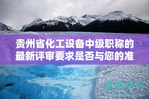 貴州省化工設(shè)備中級職稱的最新評審要求是否與您的準(zhǔn)備相符？