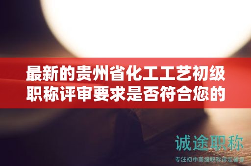 最新的貴州省化工工藝初級(jí)職稱評(píng)審要求是否符合您的期望？