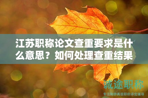 江蘇職稱論文查重要求是什么意思？如何處理查重結(jié)果？
