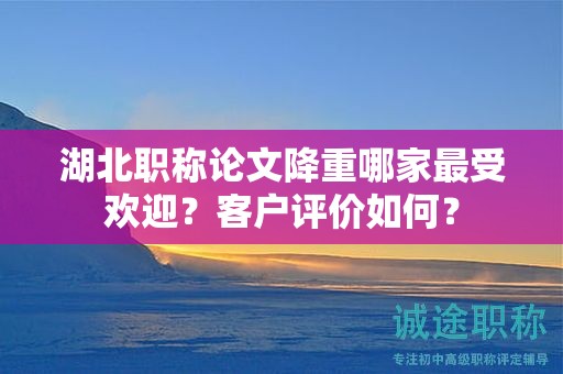 湖北職稱論文降重哪家最受歡迎？客戶評價如何？