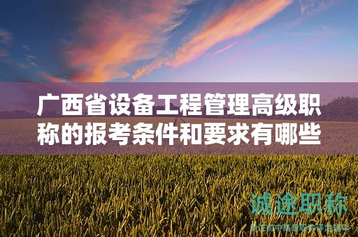 廣西省設備工程管理高級職稱的報考條件和要求有哪些具體要素？如何滿足條件？