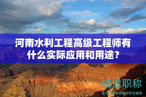 河南水利工程高級(jí)工程師有什么實(shí)際應(yīng)用和用途？