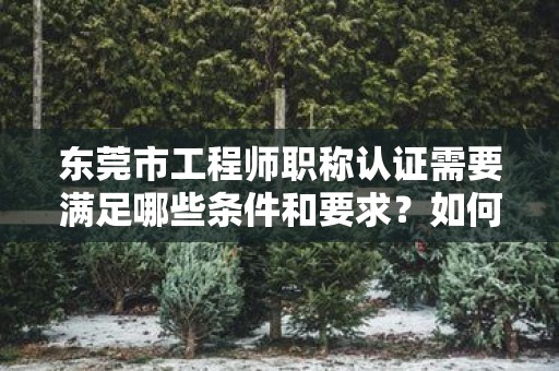 東莞市工程師職稱認證需要滿足哪些條件和要求？如何備考？
