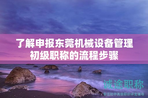 了解申報東莞機械設備管理初級職稱的流程步驟