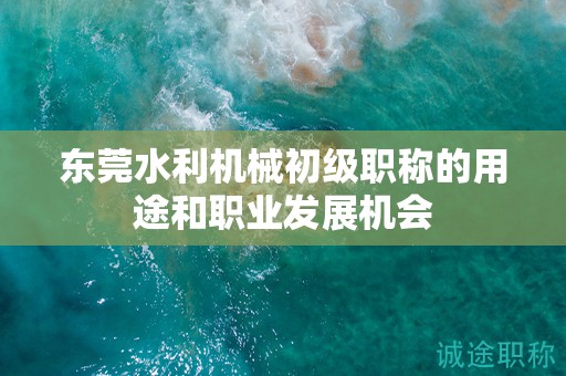 東莞水利機(jī)械初級職稱的用途和職業(yè)發(fā)展機(jī)會