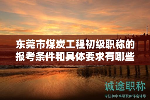 東莞市煤炭工程初級(jí)職稱的報(bào)考條件和具體要求有哪些？