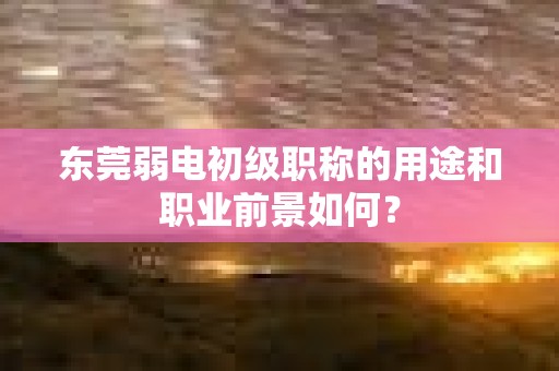 東莞弱電初級(jí)職稱的用途和職業(yè)前景如何？