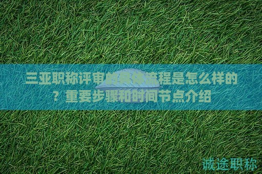 三亞職稱評(píng)審的具體流程是怎么樣的？重要步驟和時(shí)間節(jié)點(diǎn)介紹