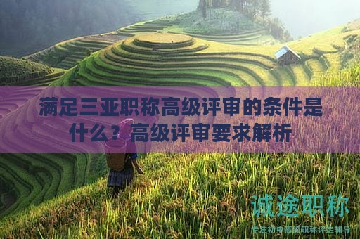 滿足三亞職稱高級(jí)評(píng)審的條件是什么？高級(jí)評(píng)審要求解析