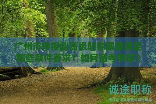 廣州市申報副高級職稱需要滿足哪些條件要求？如何備考申報？