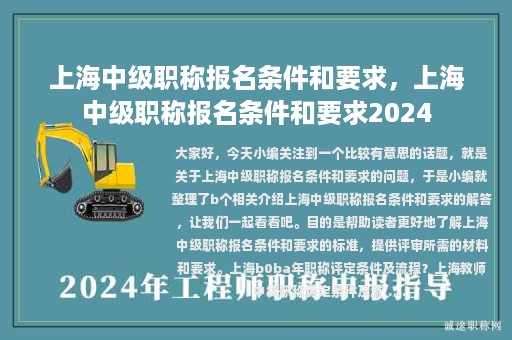 上海中級職稱報名條件和要求，上海中級職稱報名條件和要求2024