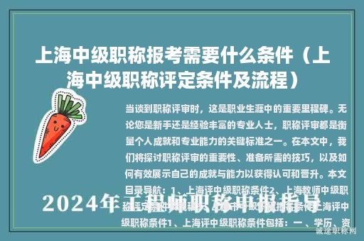 上海中級(jí)職稱報(bào)考需要什么條件(上海中級(jí)職稱評(píng)定條件及流程)