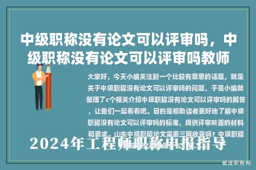 中級職稱沒有論文可以評審嗎，中級職稱沒有論文可以評審嗎教師