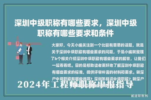 深圳中級(jí)職稱有哪些要求，深圳中級(jí)職稱有哪些要求和條件