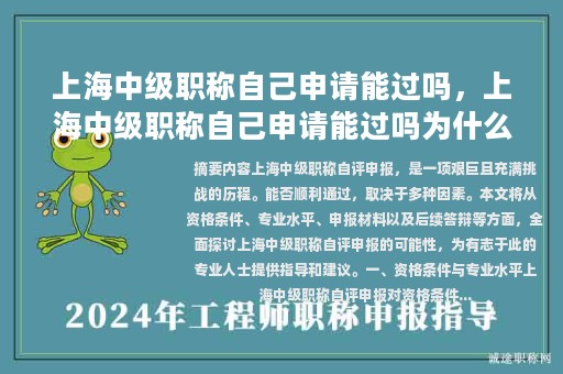 上海中級職稱自己申請能過嗎，上海中級職稱自己申請能過嗎為什么？