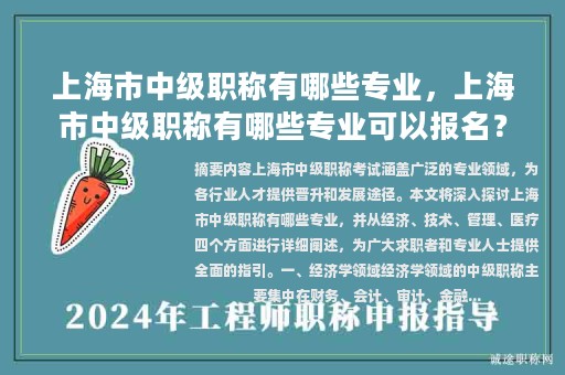 上海市中級職稱有哪些專業(yè)，上海市中級職稱有哪些專業(yè)可以報名？