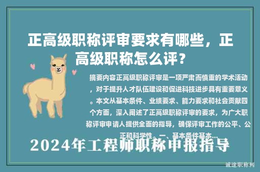 正高級職稱評審要求有哪些，正高級職稱怎么評？
