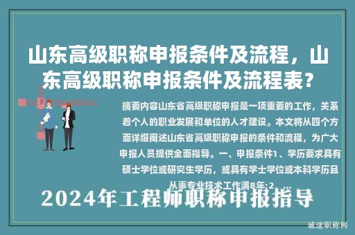 山東高級職稱申報(bào)條件及流程，山東高級職稱申報(bào)條件及流程表？