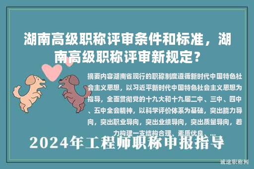 湖南高級(jí)職稱評(píng)審條件和標(biāo)準(zhǔn)，湖南高級(jí)職稱評(píng)審新規(guī)定？