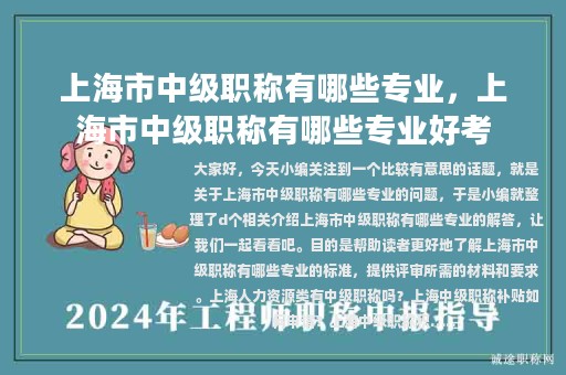 上海市中級職稱有哪些專業(yè)，上海市中級職稱有哪些專業(yè)好考