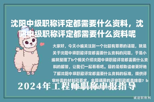 沈陽中級(jí)職稱評(píng)定都需要什么資料，沈陽中級(jí)職稱評(píng)定都需要什么資料呢