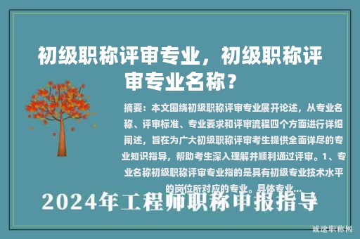 初級(jí)職稱評(píng)審專業(yè)，初級(jí)職稱評(píng)審專業(yè)名稱？