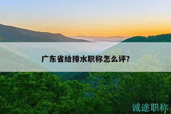 廣東省給排水職稱怎么評？