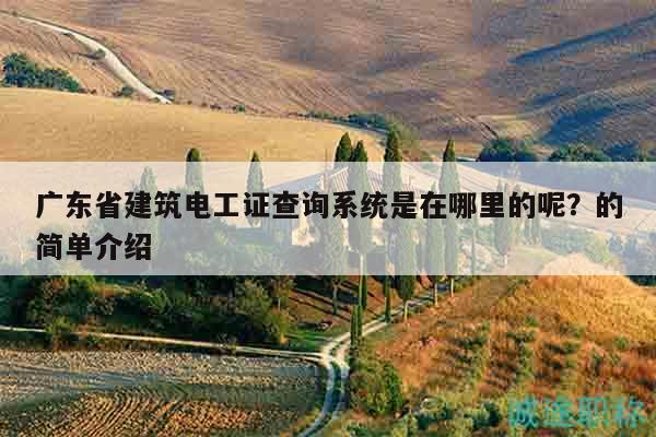 廣東省建筑電工證查詢系統(tǒng)是在哪里的呢？