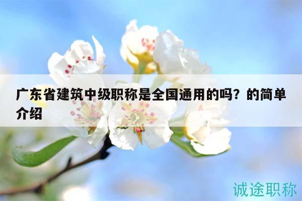 廣東省建筑中級職稱是全國通用的嗎？