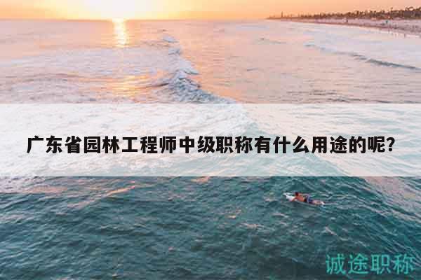 廣東省園林工程師中級職稱有什么用途的呢？