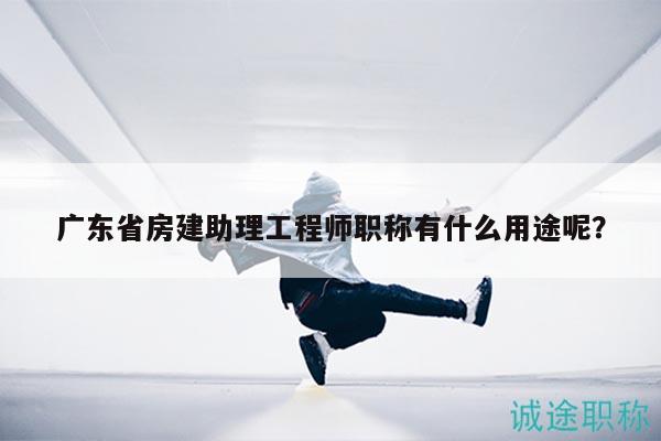 廣東省房建助理工程師職稱有什么用途呢？