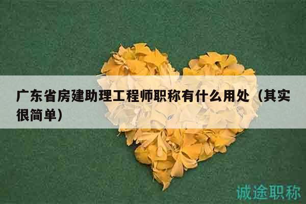 廣東省房建助理工程師職稱有什么用處（其實很簡單）