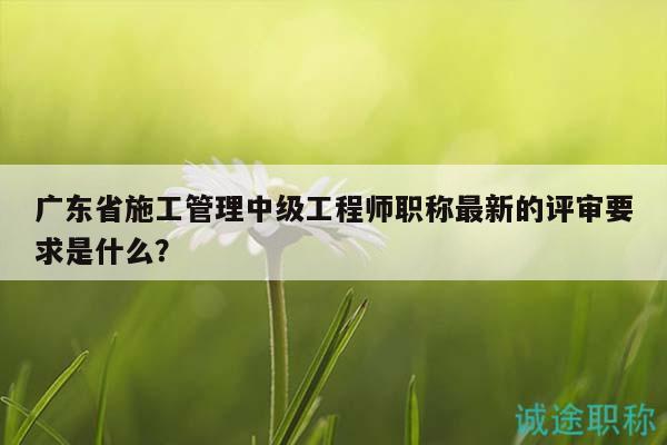 廣東省施工管理中級(jí)工程師職稱最新的評(píng)審要求是什么？