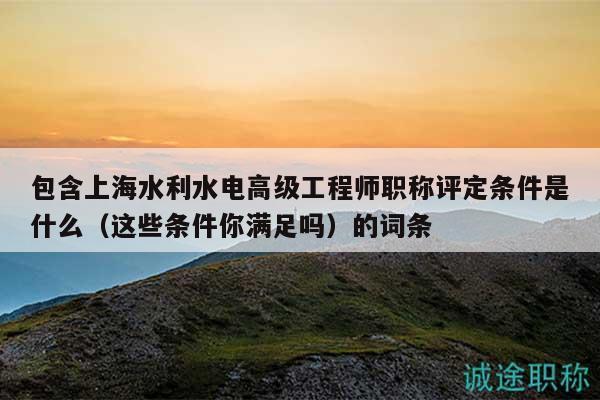 包含上海水利水電高級(jí)工程師職稱(chēng)評(píng)定條件是什么（這些條件你滿(mǎn)足嗎）