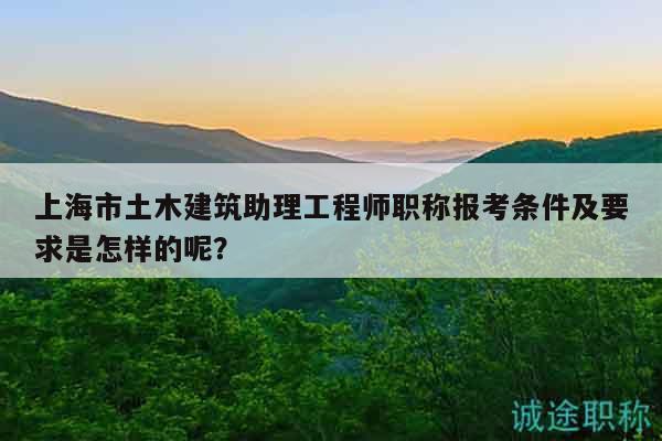 上海市土木建筑助理工程師職稱報(bào)考條件及要求是怎樣的呢？
