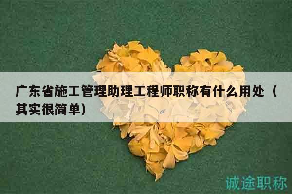 廣東省施工管理助理工程師職稱有什么用處（其實(shí)很簡單）