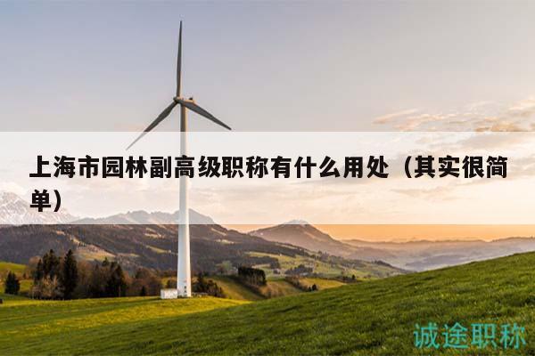 上海市園林副高級職稱有什么用處（其實很簡單）