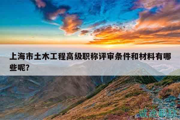上海市土木工程高級職稱評審條件和材料有哪些呢？