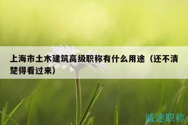 上海市土木建筑高級職稱有什么用途（還不清楚得看過來）