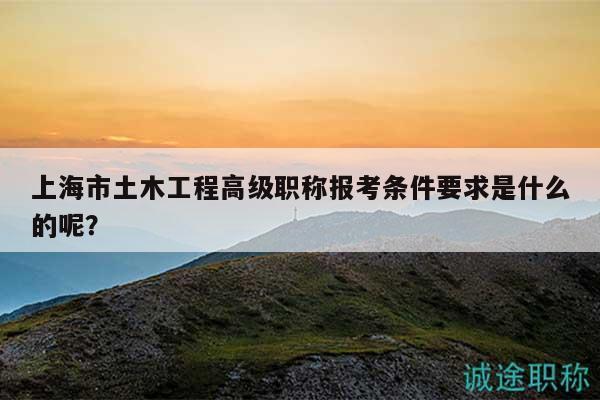 上海市土木工程高級(jí)職稱報(bào)考條件要求是什么的呢？