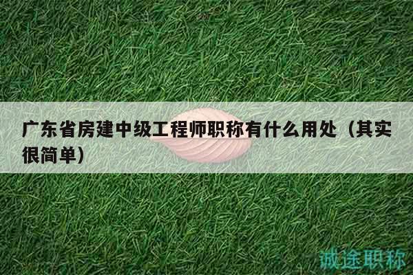 廣東省房建中級工程師職稱有什么用處（其實很簡單）