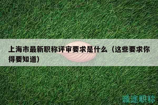 上海市最新職稱評審要求是什么（這些要求你得要知道）