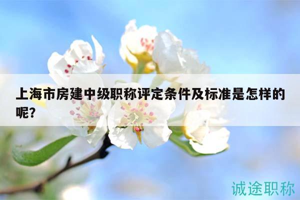 上海市房建中級職稱評定條件及標(biāo)準(zhǔn)是怎樣的呢？