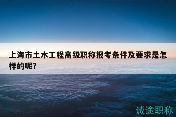上海市土木工程高級職稱報考條件及要求是怎樣的呢？